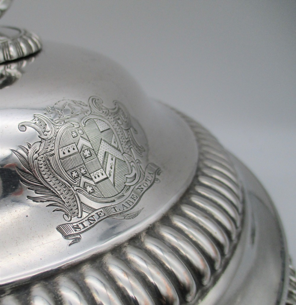 An Old Sheffield Plated Serving Dish & Cover - Crested View VII