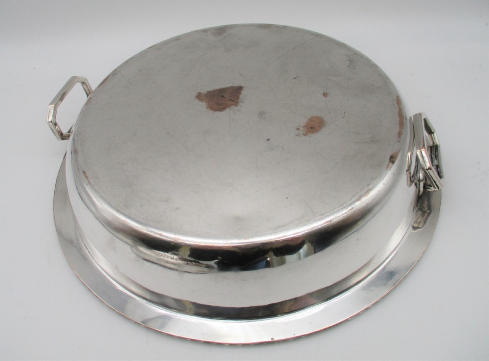An Old Sheffield Plated Serving Dish & Cover - Crested View XI