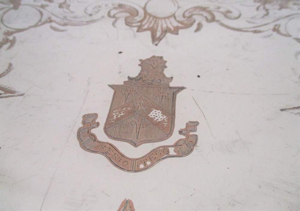 Very Large Old Sheffield Plated Tray with Crest c1830 View IV