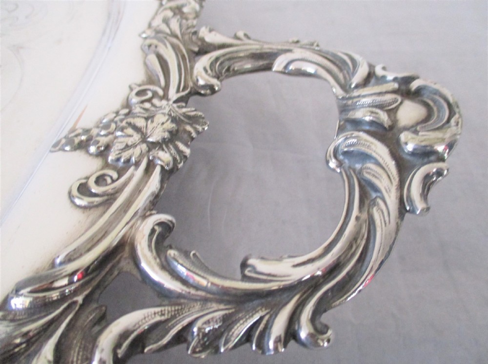 Very Large Old Sheffield Plated Tray with Crest c1830 View V