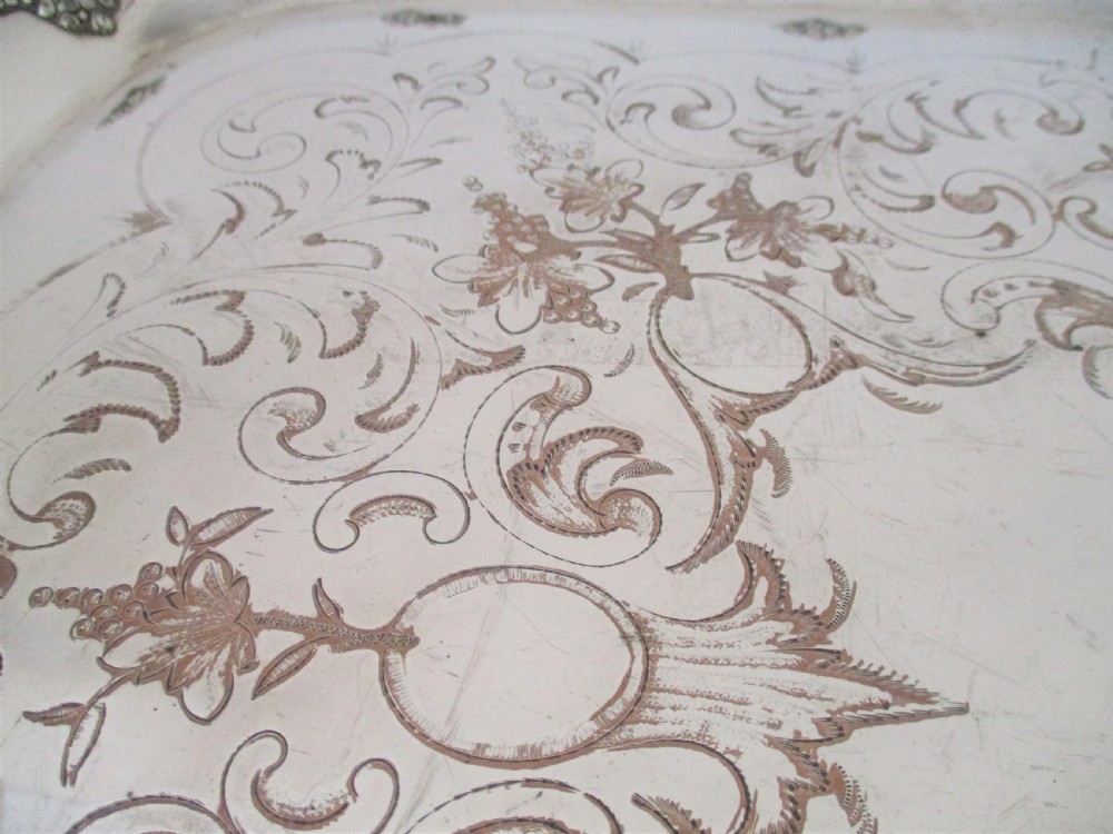 Very Large Old Sheffield Plated Tray with Crest c1830 View VII