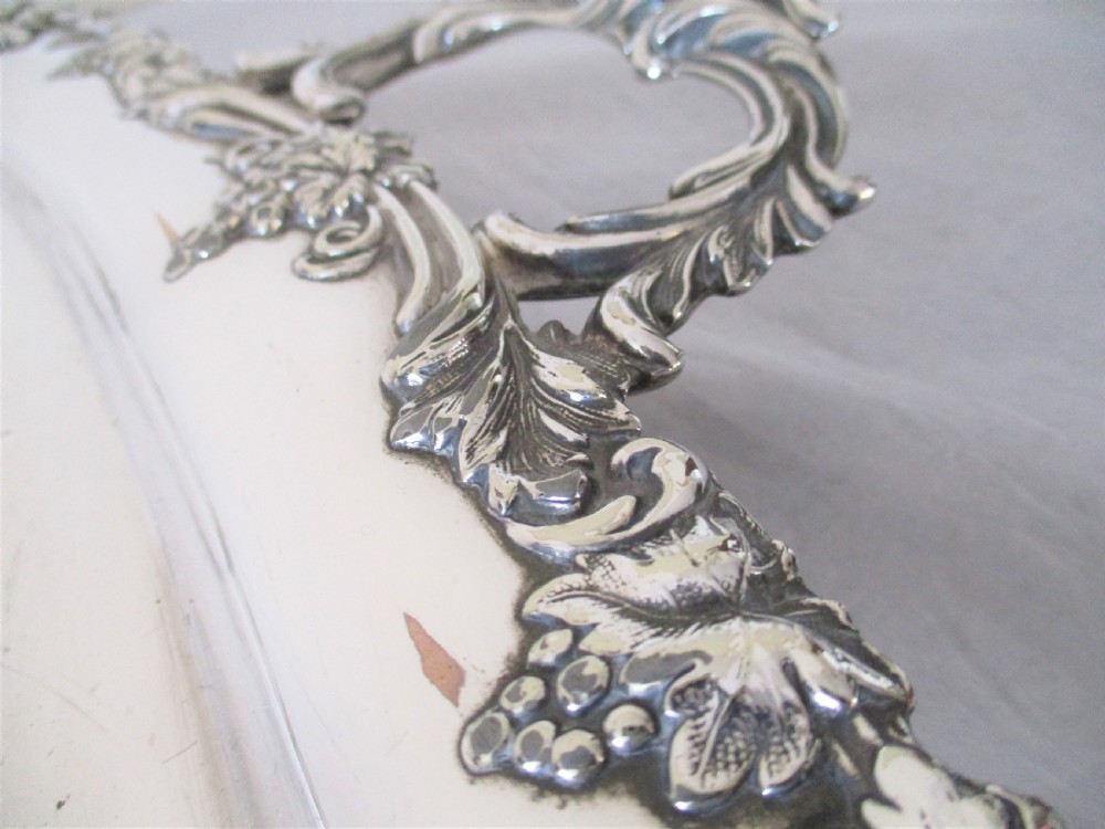 Very Large Old Sheffield Plated Tray with Crest c1830 View X