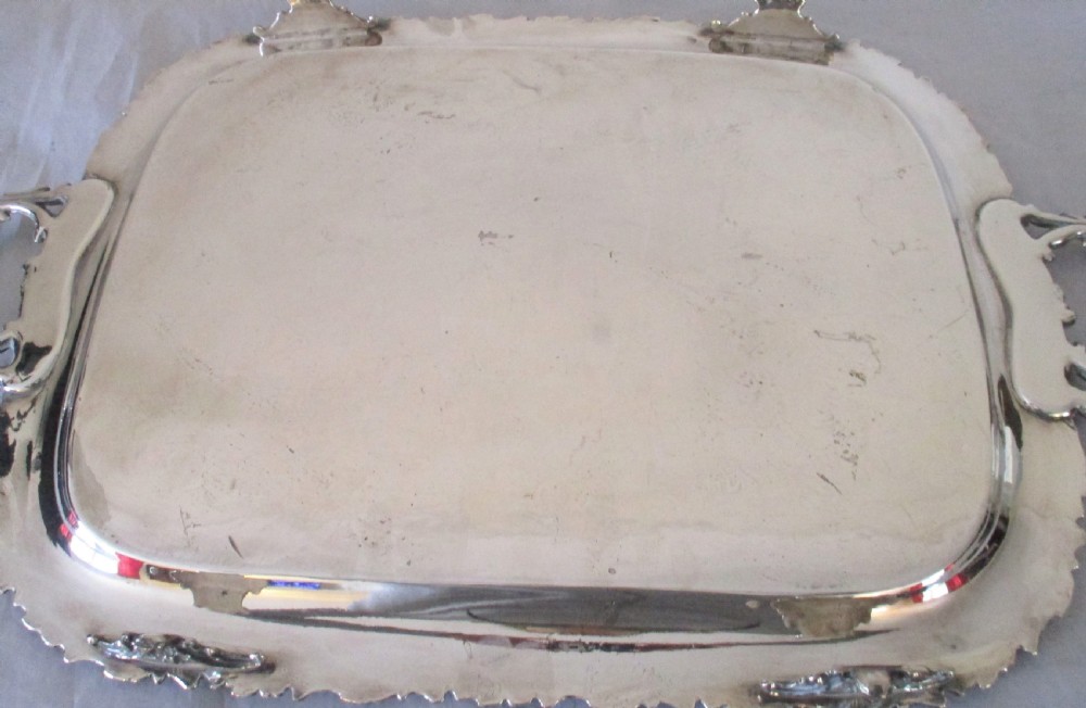 Very Large Old Sheffield Plated Tray with Crest c1830 View XI