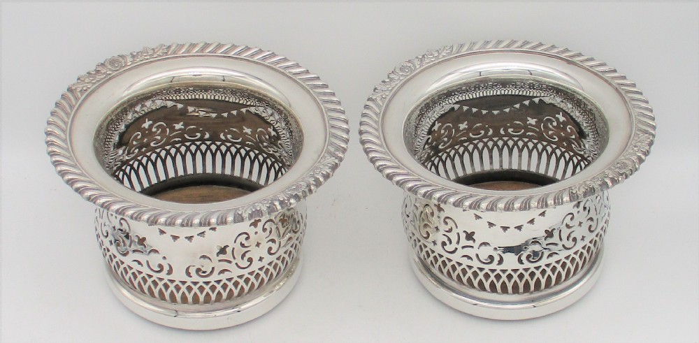 Fine C19th Pair of Deep Silver Plated Coasters