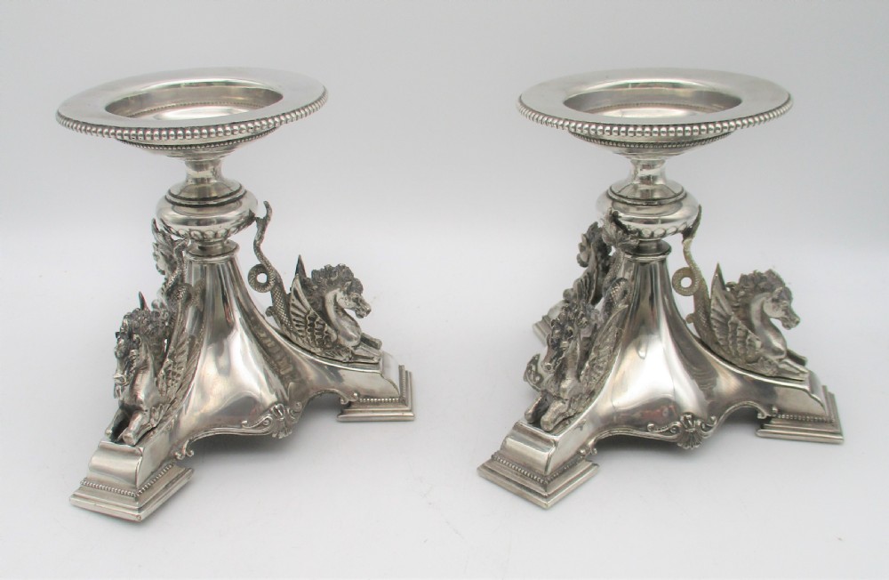 A Stunning Pair of Neo Classical Silver Plated Candlestands c1880 View II