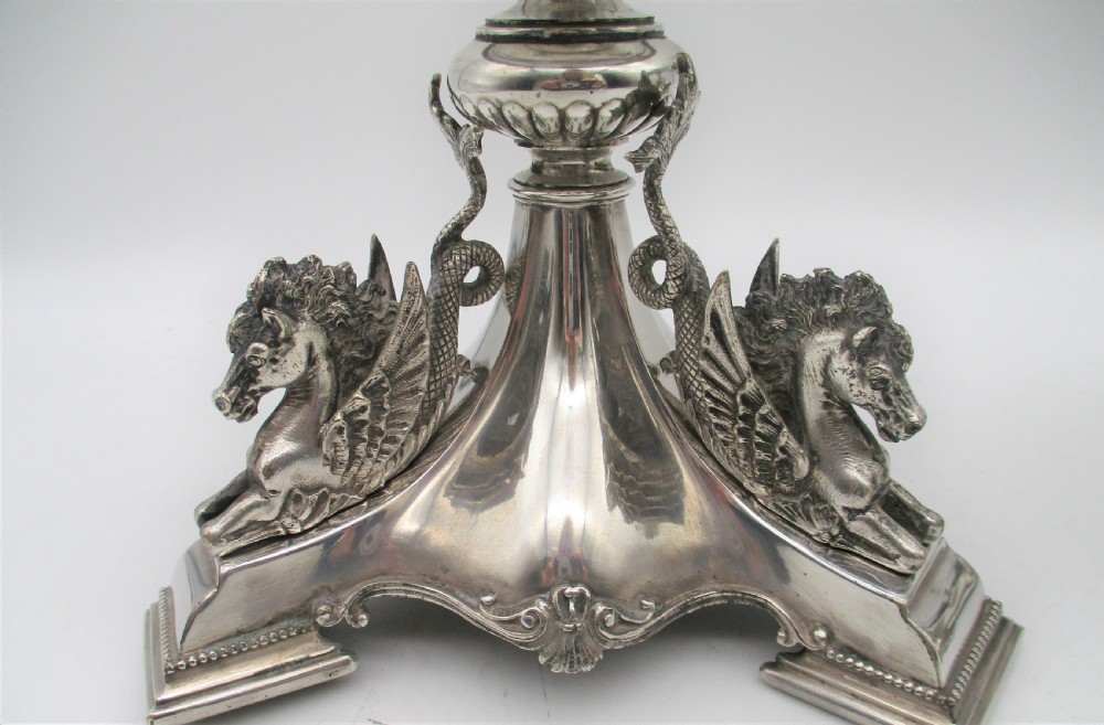 A Stunning Pair of Neo Classical Silver Plated Candlestands c1880 View VII
