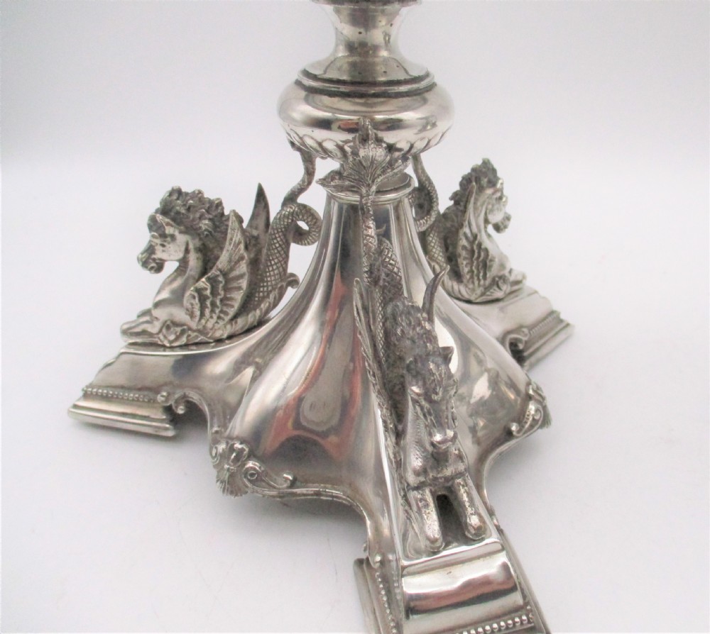 A Stunning Pair of Neo Classical Silver Plated Candlestands c1880 View VIII
