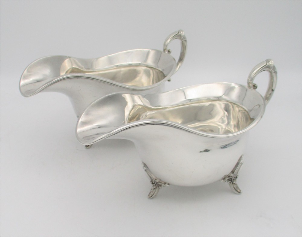 A Pair of Large Silver Plated Sauce Boats by walker & Hall