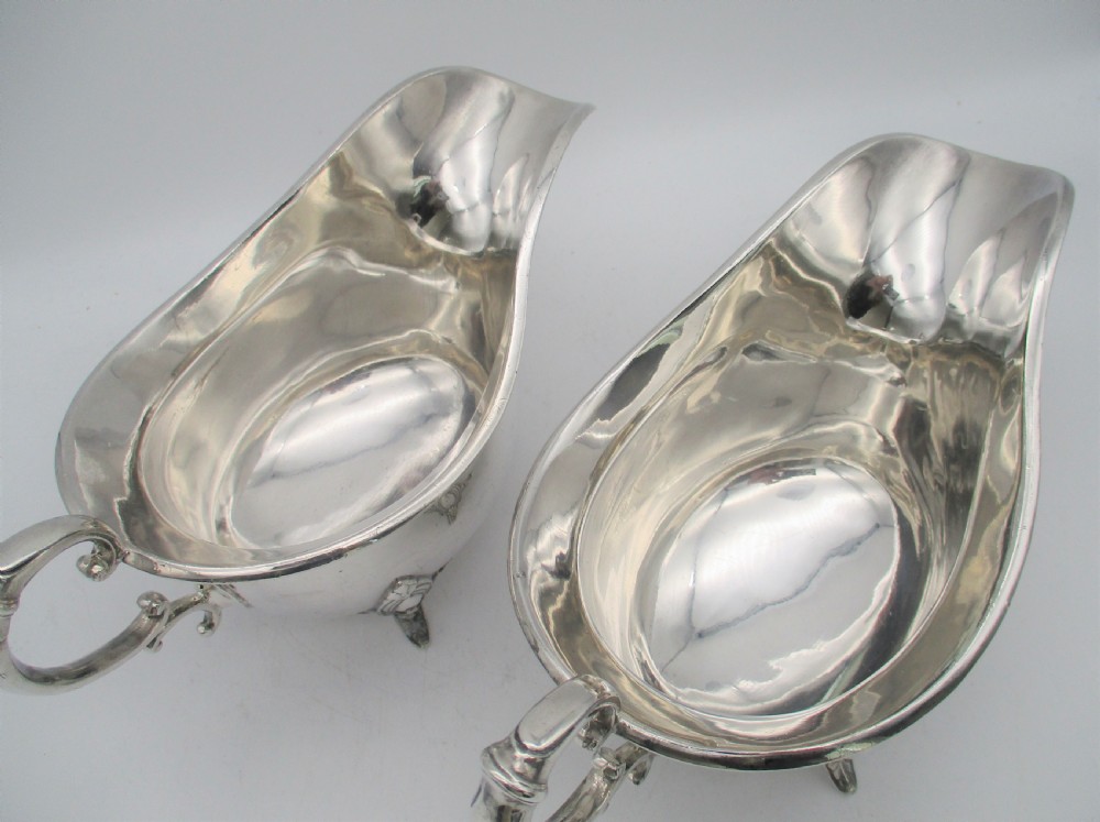 A Pair of Large Silver Plated Sauce Boats by walker & Hall View III