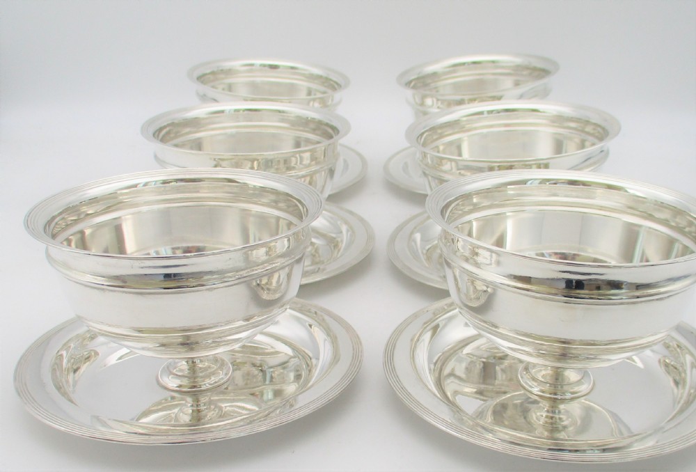 Fabulous Set of 6 Silver Plated Dessert Bowl c1900 View II