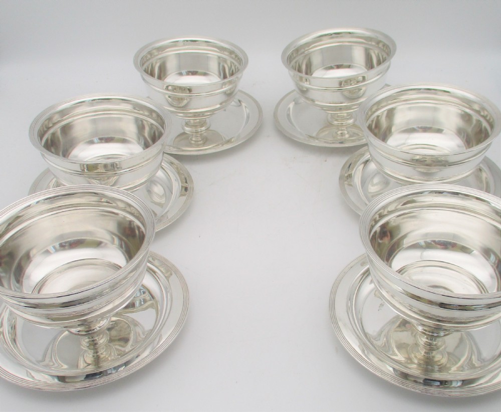 Fabulous Set of 6 Silver Plated Dessert Bowl c1900 View III