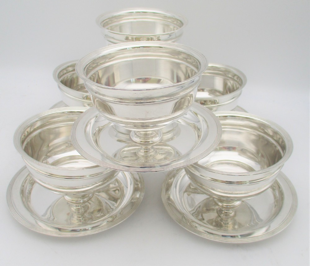 Fabulous Set of 6 Silver Plated Dessert Bowl c1900 View VIII