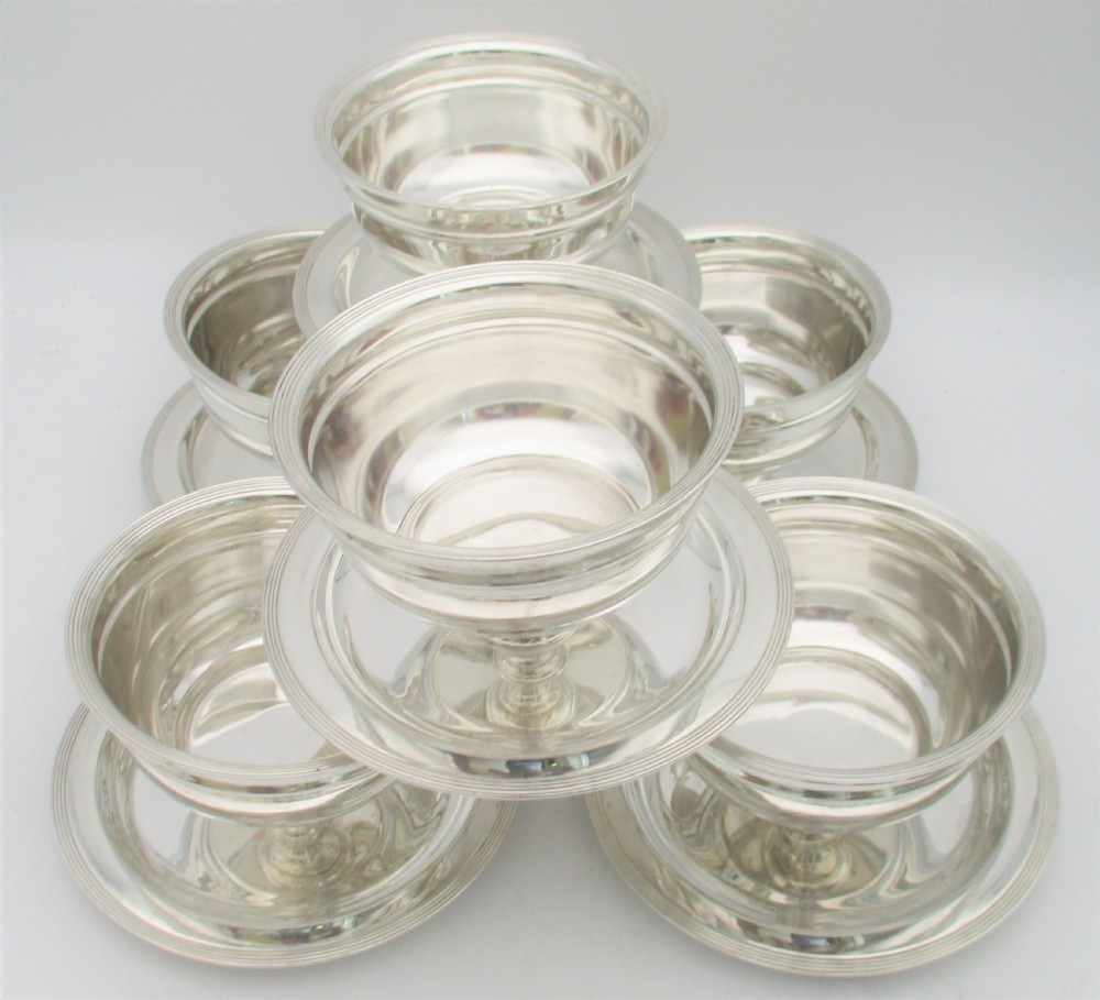 Fabulous Set of 6 Silver Plated Dessert Bowl c1900 View IX
