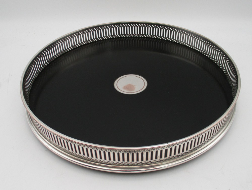 Small Art Deco Silver Plated & Ebonised Wood Cocktail Tray