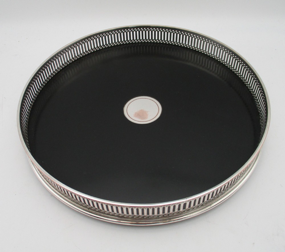 Small Art Deco Silver Plated & Ebonised Wood Cocktail Tray View II
