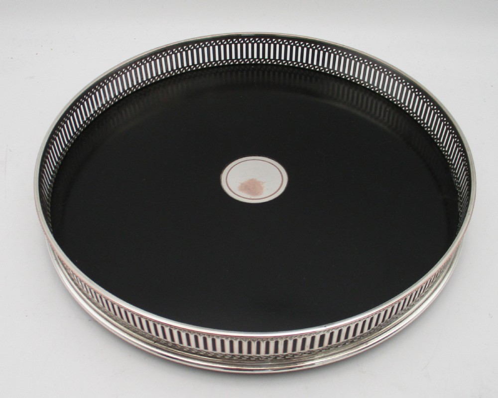 Small Art Deco Silver Plated & Ebonised Wood Cocktail Tray View V