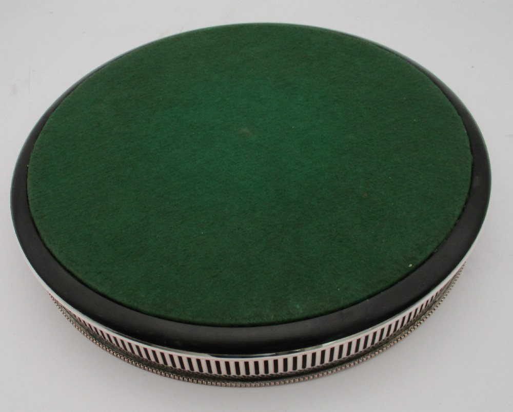 Small Art Deco Silver Plated & Ebonised Wood Cocktail Tray View VI