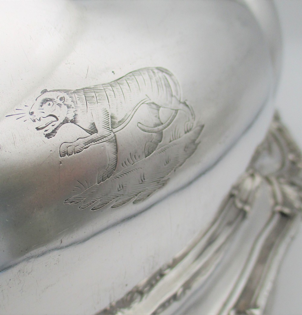 Fine Old Sheffield Plated Game Cover - Tiger Crest  View V