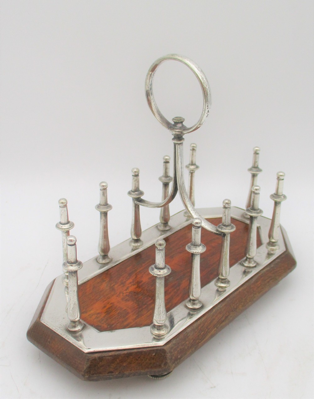 An Unusual Oak & Silver Plated Toast Rack c1890