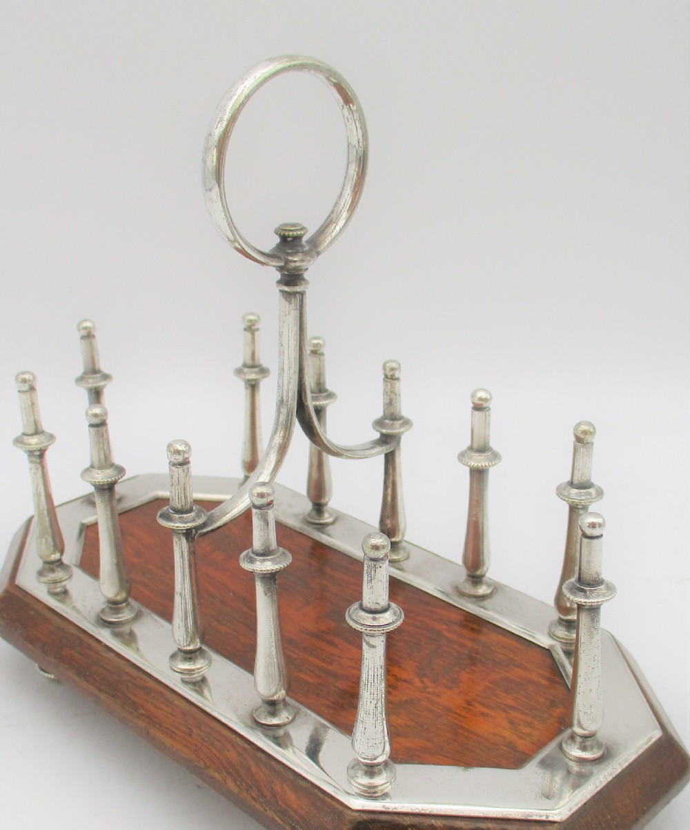 An Unusual Oak & Silver Plated Toast Rack c1890 View V