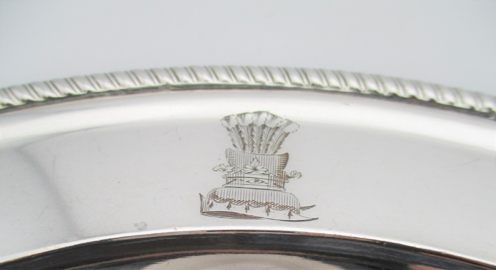 Fine Pair of Old Sheffield Plated Dinner Plates - Prince of Wales Crest View V