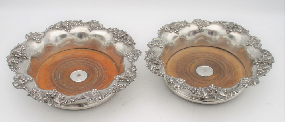Fine Pair of Old Sheffield Plated Wine Bottle Coasters c1840
