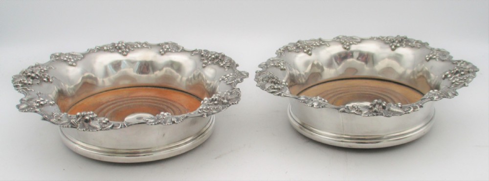 Fine Pair of Old Sheffield Plated Wine Bottle Coasters c1840 View III