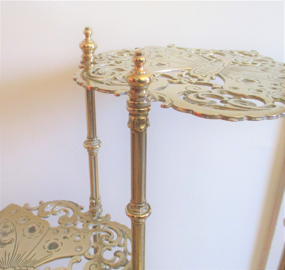 A Large Brass Art Nouveau Style 3 Tier Plant Stand View VII