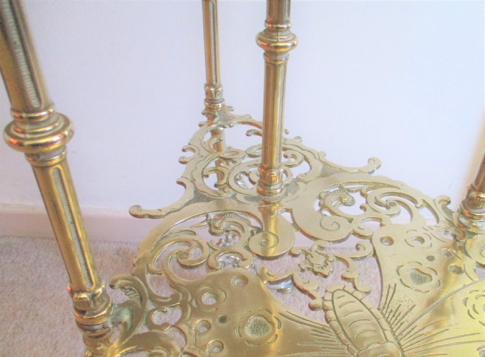 A Large Brass Art Nouveau Style 3 Tier Plant Stand View IX