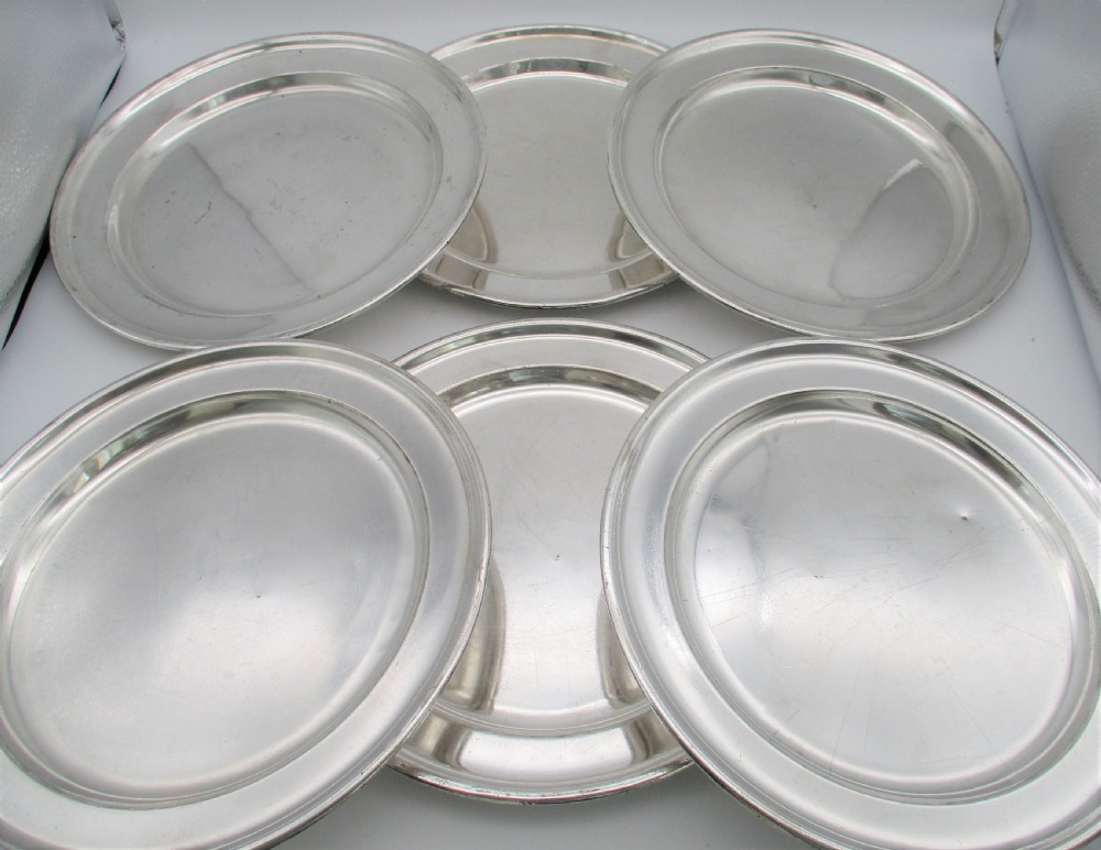 A Rare Set of 6 Silver Plated Dinner Plates by Elkington c1920 View XII