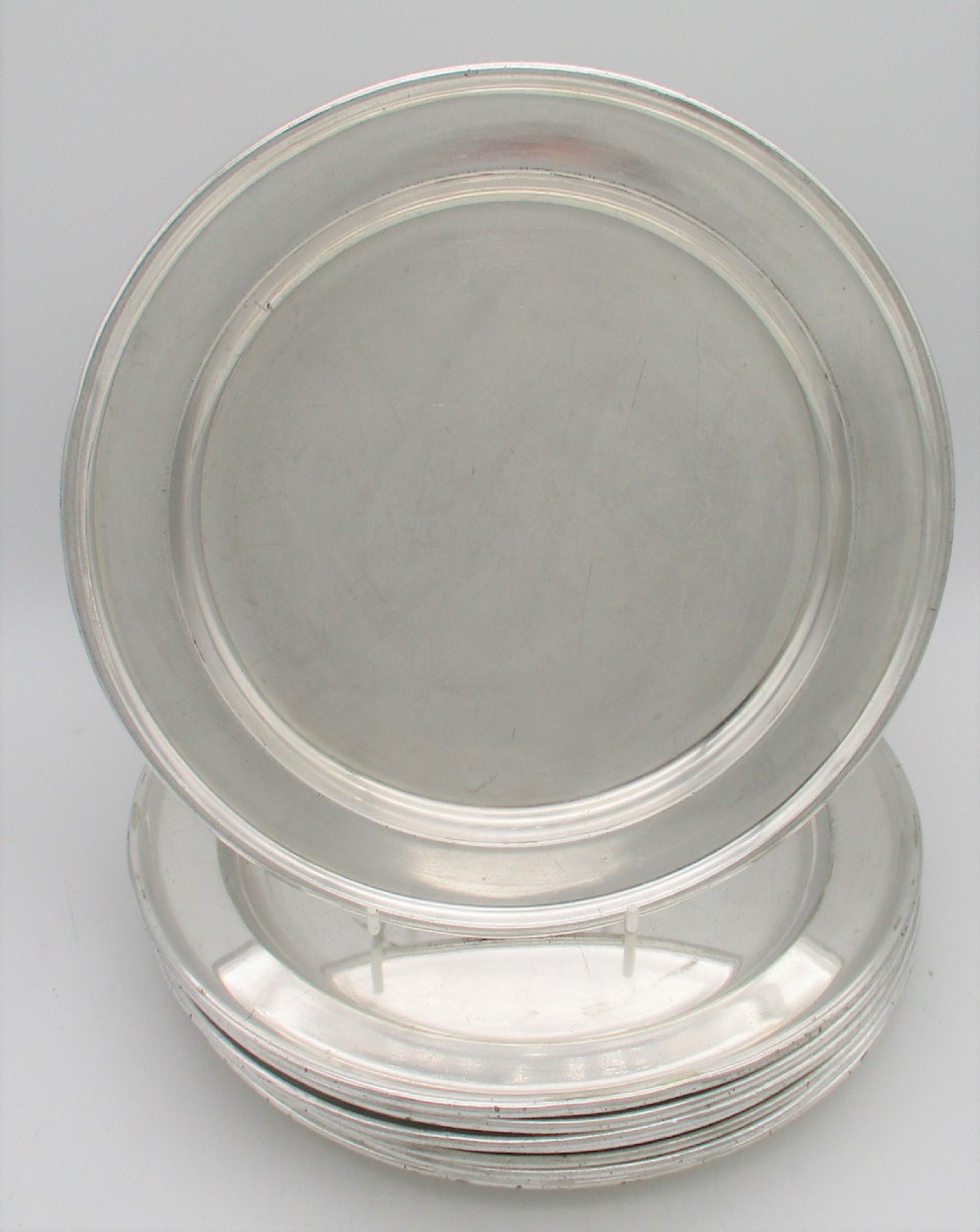 A Set of 8 Silver Plated Dinner Plates c1920