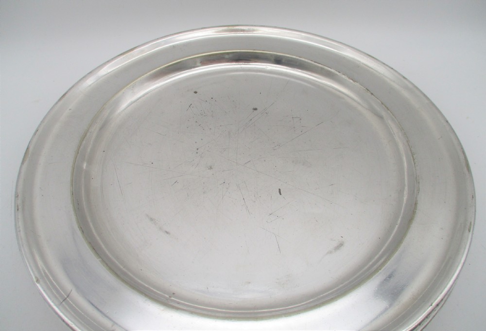 A Set of 8 Silver Plated Dinner Plates c1920 View III