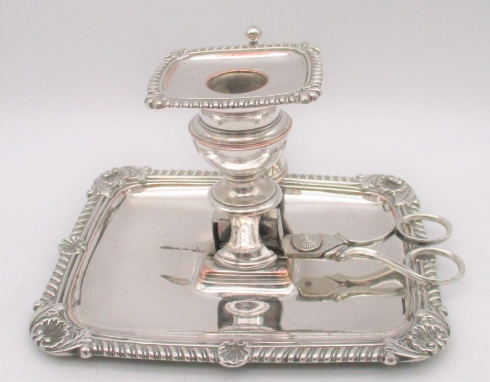 Matthew Boulton Old Sheffield Plated Chamber Candlestick with Snips