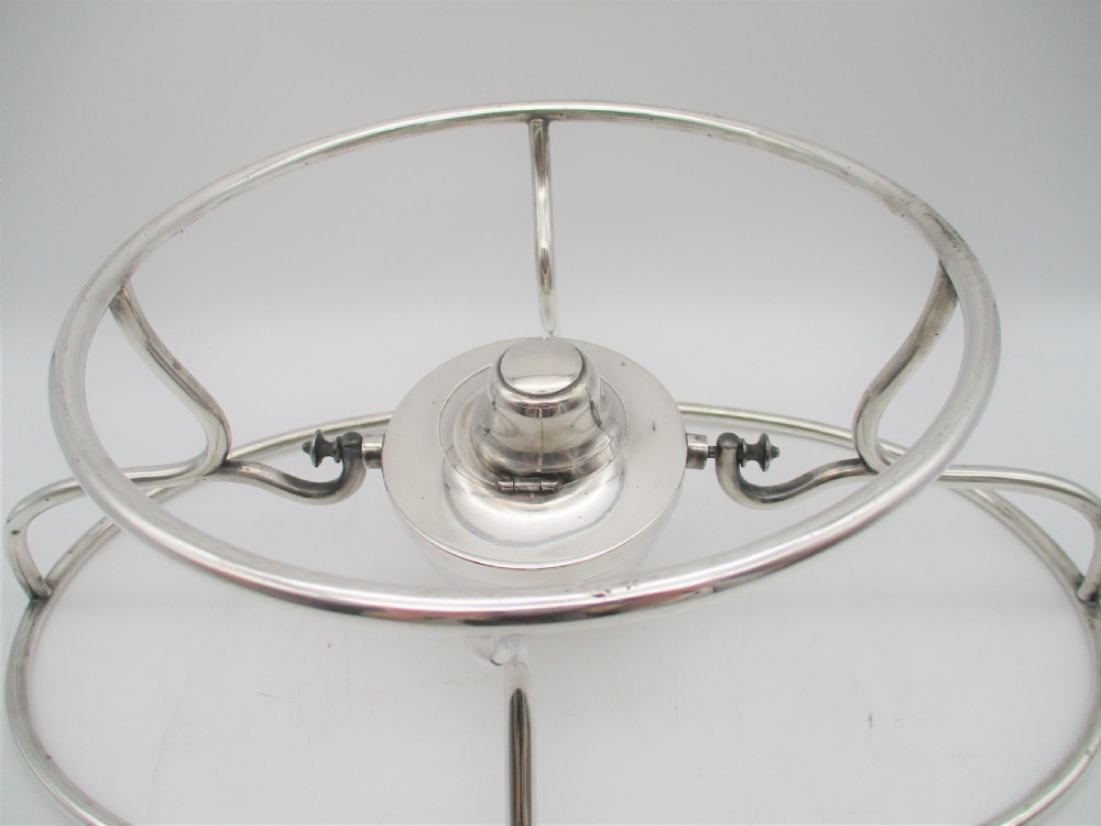 19th Century Silver Plated Platter & Reversible Dish Ring View IX