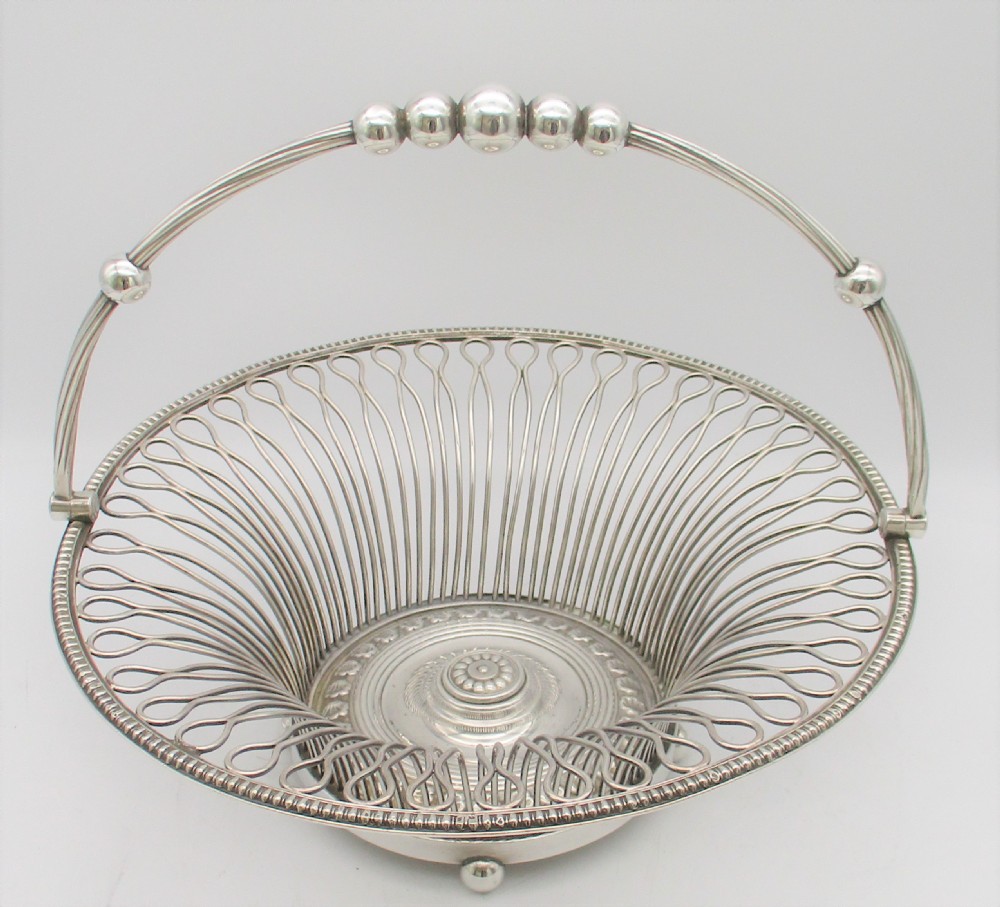 Fantastic Large Silver Plated Wire Work Bread Basket c1880