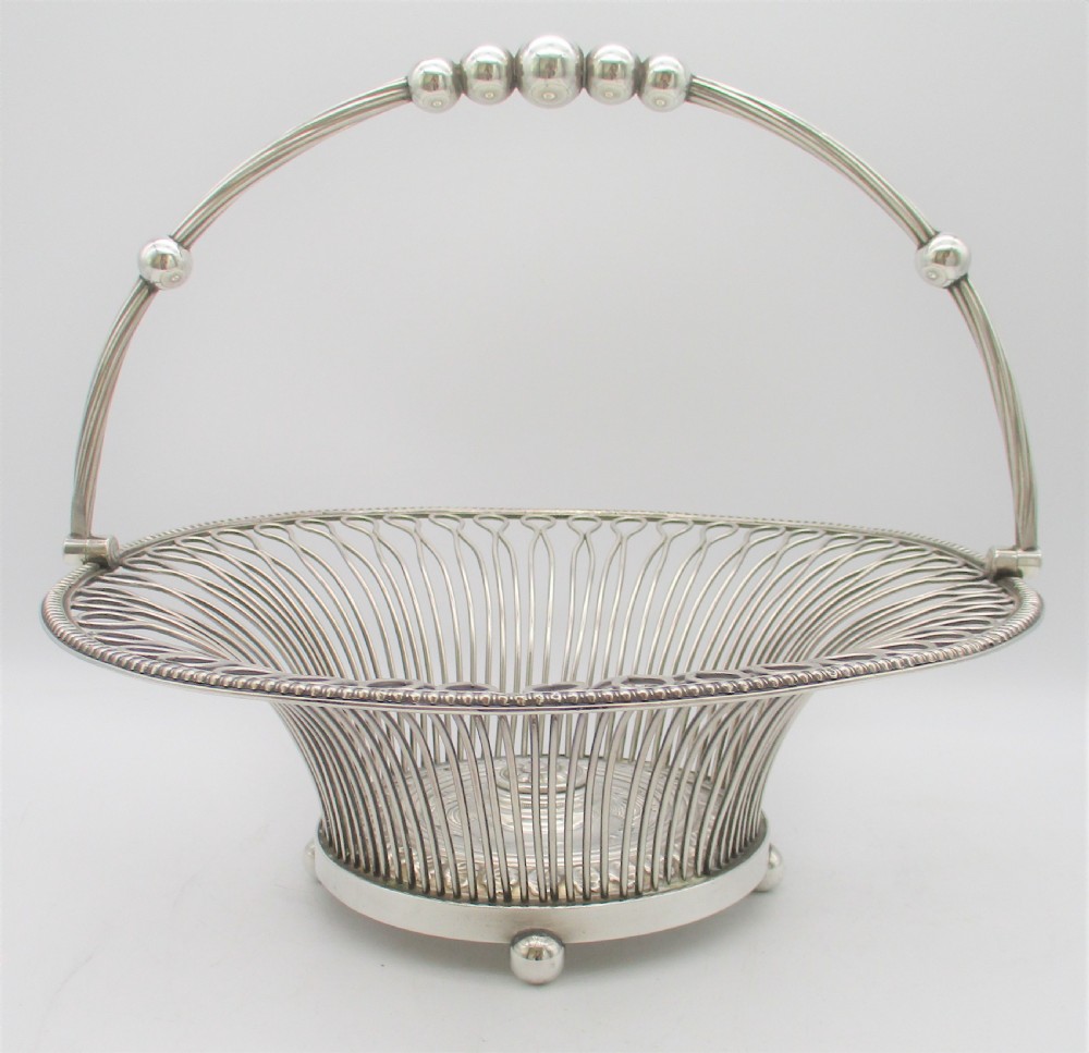 Fantastic Large Silver Plated Wire Work Bread Basket c1880 View IV