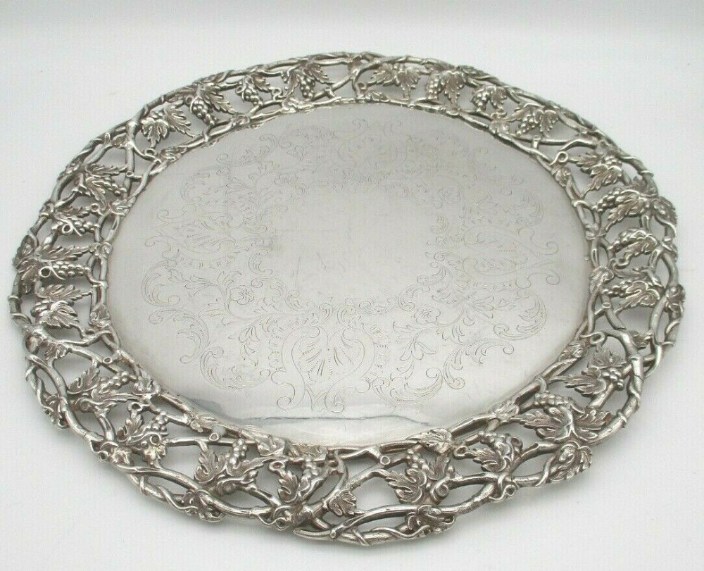 Fine Ornate Silver Plated Cake Plate / Platter c1900
