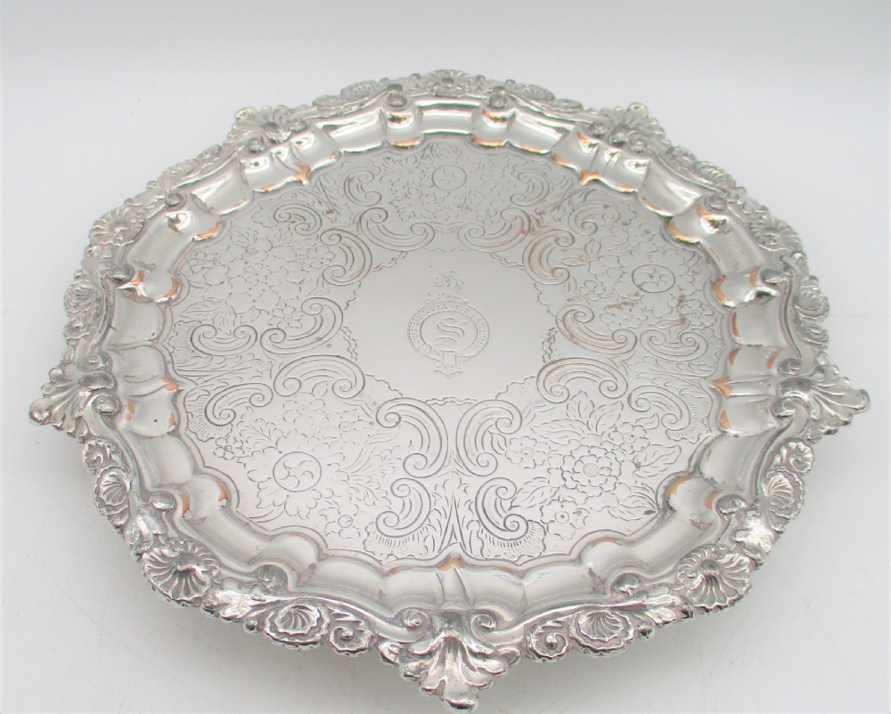 Good Old Sheffield Plated Card Tray with Steele Family Crest c1830