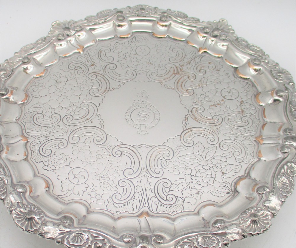 Good Old Sheffield Plated Card Tray with Steele Family Crest c1830 View II