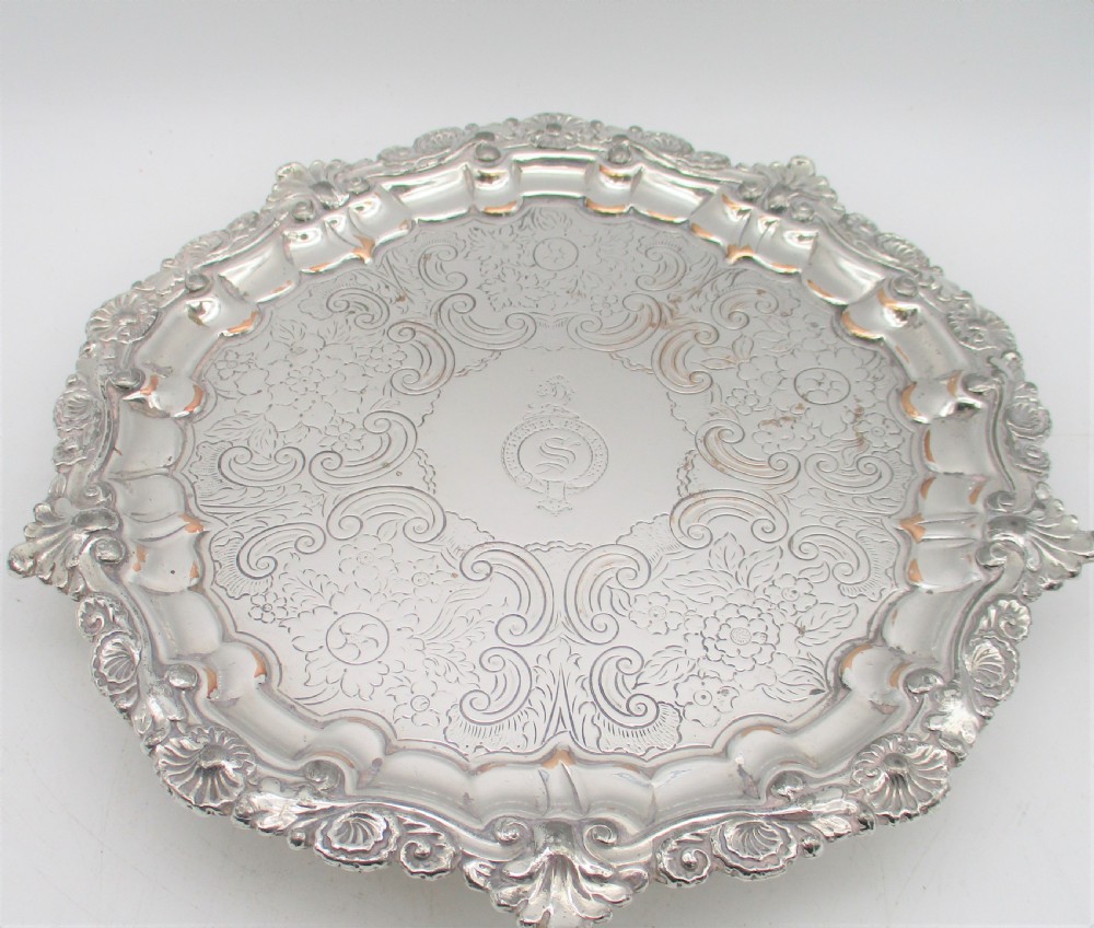 Good Old Sheffield Plated Card Tray with Steele Family Crest c1830 View III