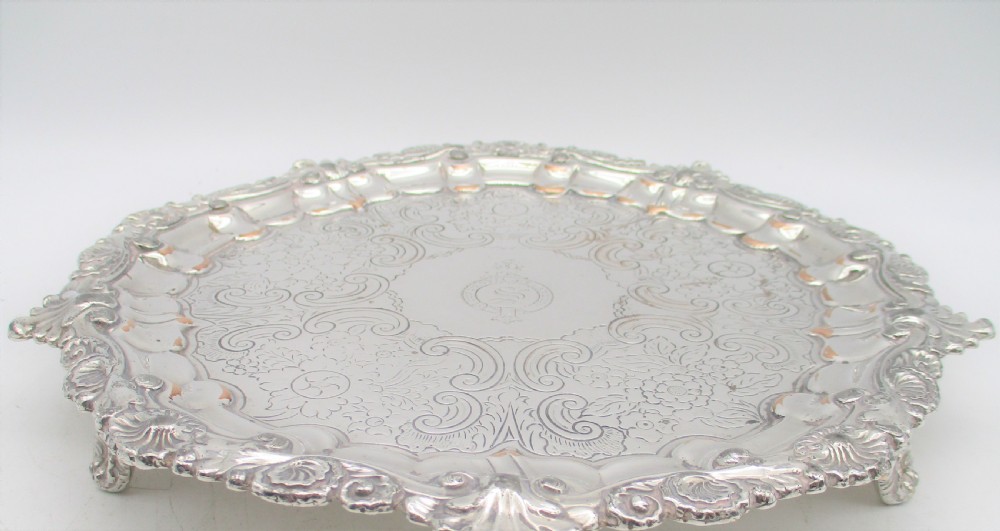 Good Old Sheffield Plated Card Tray with Steele Family Crest c1830 View V