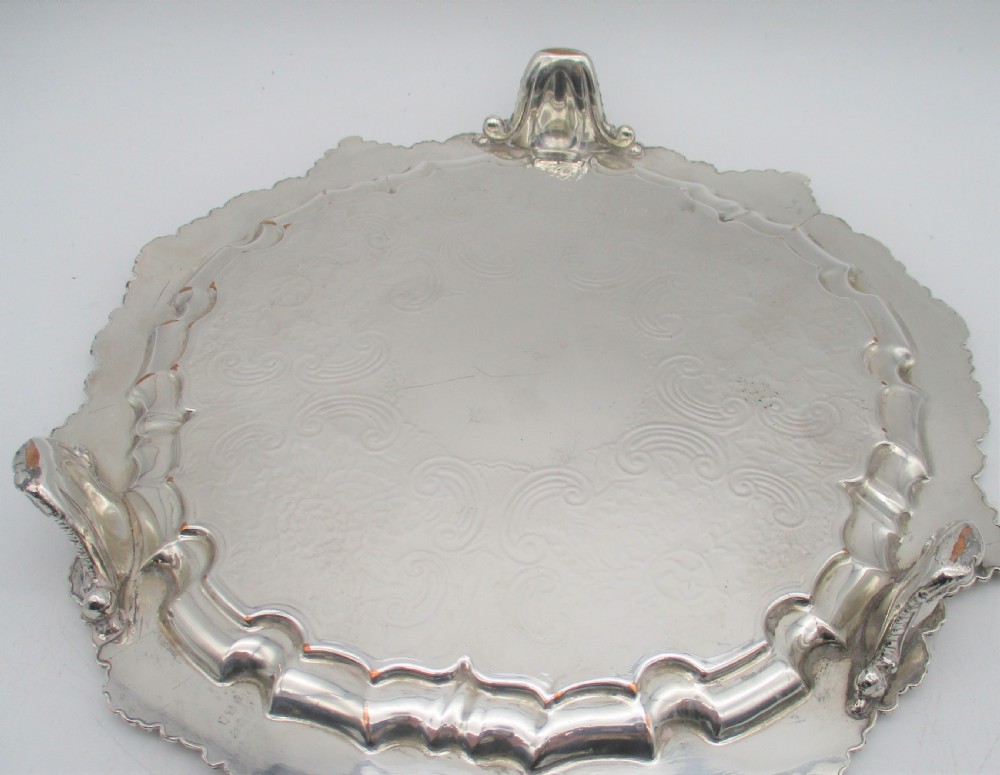 Good Old Sheffield Plated Card Tray with Steele Family Crest c1830 View VII