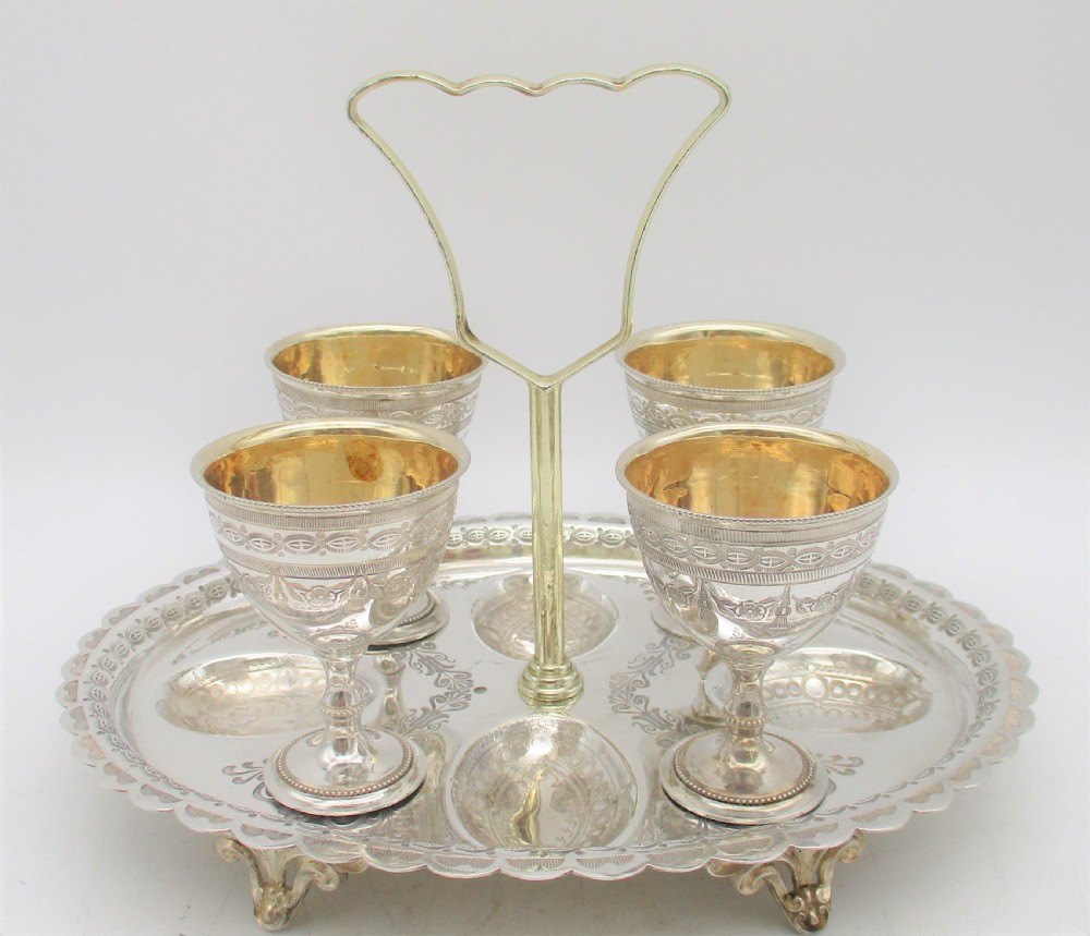 Fine Silver Plated Egg Cup Stand by William Wheatcroft Harrison