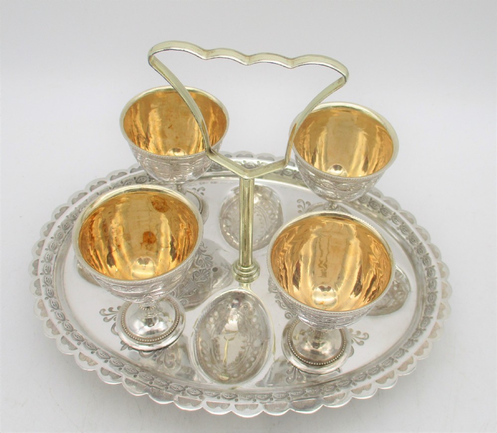 Fine Silver Plated Egg Cup Stand by William Wheatcroft Harrison View II
