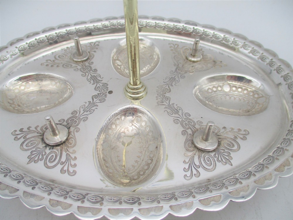 Fine Silver Plated Egg Cup Stand by William Wheatcroft Harrison View IV