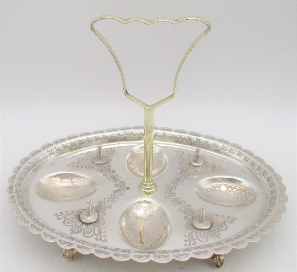 Fine Silver Plated Egg Cup Stand by William Wheatcroft Harrison View VI