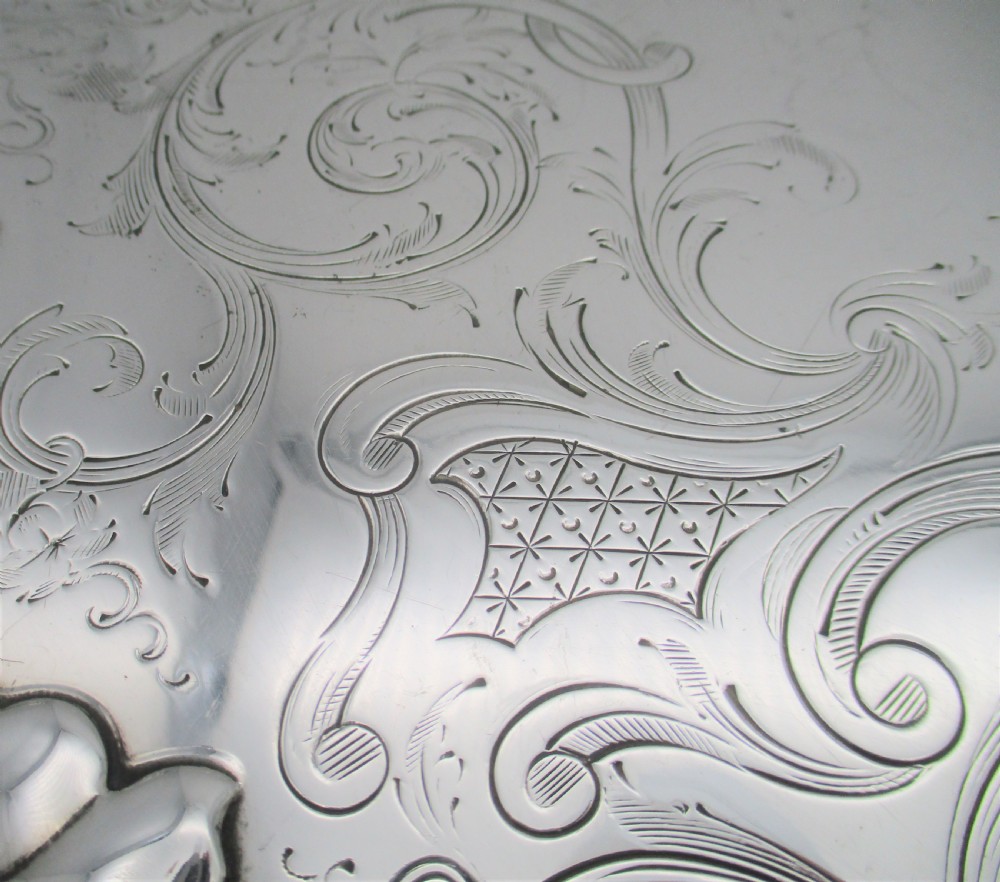 Very Large 19th Century Silver Plated Tray with Coat of Arms 19