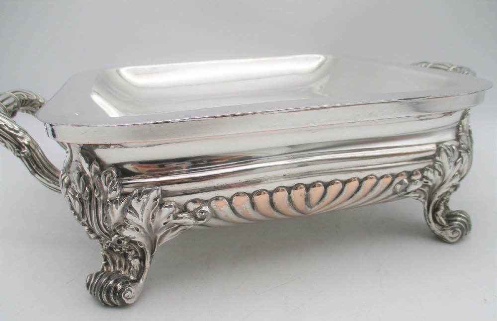 Unusual Square Old Sheffield Plated Tureen on Warming Stand c1820 View V
