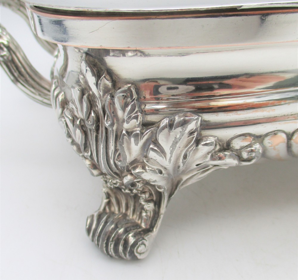 Unusual Square Old Sheffield Plated Tureen on Warming Stand c1820 View VII