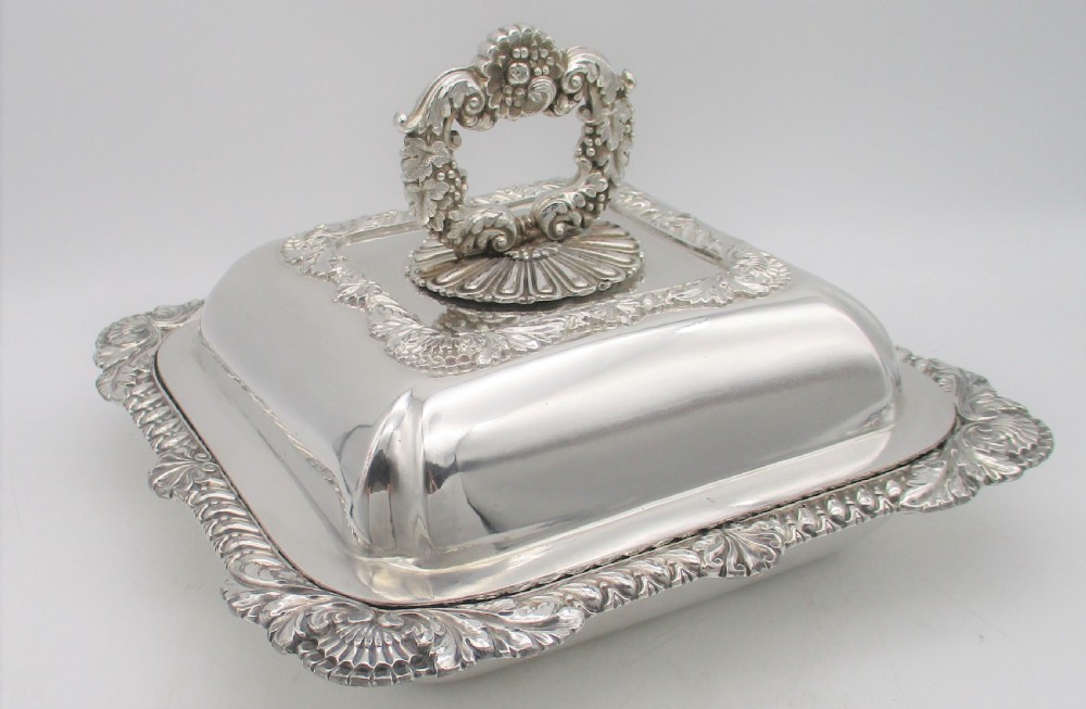 Unusual Square Old Sheffield Plated Tureen on Warming Stand c1820 View IX